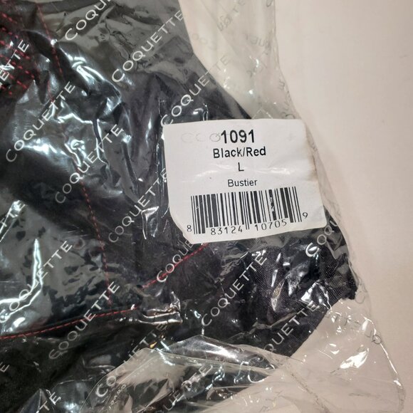 Bustier Corset – Black with Red Stitching & Ribbon Tie– Size L – NWT - Picture 9 of 16